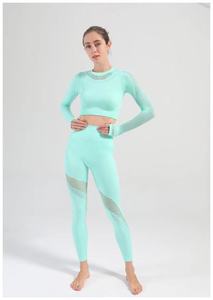 New Private Label Women's Custom Logo Dot 2 Piece Nylon Spandex Seamless High Waist Yoga Set Breathable Plus Size 2 Pcs Yoga - Product Image 3