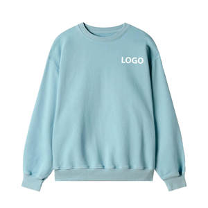 Sweatshirts en coton mélangé à logo personnalisé pour hommes vente en gros bon marché pull oversize Streetwear col rond teint uni manches longues - Product Image 1