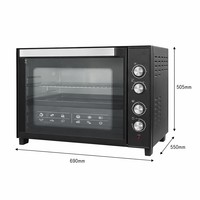 Four Électrique Professionnel Intelligent 100L 2800W - Four Noir Multifonction pour Cuisson Domestique avec Minuteur.