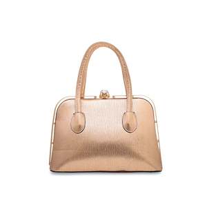 กระเป๋าคลัทช์สีแชมเปญสุดหรูสำหรับเด็กผู้หญิงกระเป๋าหนังแท้ประดับพลอยเทียมกรอบสไตล์เรียบง่ายหรูหรา - Product Image 3