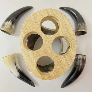 Juego de cuerno vikingo de calidad hecho a mano, cuerno de buey de búfalo Natural, soporte de cristal tallado, Animal náutico, hogar, Navidad Natural - Product Image 2