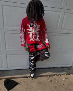 Conjunto de pantalones de chándal y Sudadera con capucha con apliques bordados recortados personalizados de alta calidad, chándal desgastado con lavado ácido y cremallera de cara completa para hombres - Product Image 6