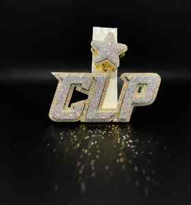 จี้และสร้อยคอฮิปฮอปสแตนเลสสตีลประดับเพชร CZ พร้อมโลโก้สั่งทำพิเศษ มีสีให้เลือกตามต้องการ - Product Image 4