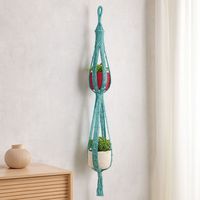 Jardinière murale ronde en macramé fait main de style bohème |   Porte-pot suspendu en coton durable, capacité de 15 kg, pour plantes d'intérieur et d'extérieur