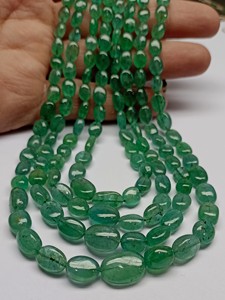 Cuentas de Esmeralda Natural de Zambia, Forma Ovalada Lisa, Tamaño de 4*5mm a 10*14mm, para la Elaboración de Joyería Atractiva y para Regalo, por M.Y.GEMS - Product Image 3