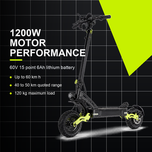 Trottinette électrique tout-terrain pliable 1200W 60V 15.6Ah 60KMH Pneus de 11 pouces Double suspension NFC Adulte - Product Image 2