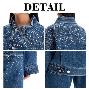 <b>Women</b> Blue Denim <b>Jacket</b> With Multiple Zipper Accents Cropped Jean Coat Moto Style Outerwear Fashion Ladies Long Sleeve <b>Jacket</b> - Product Image 5