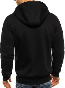 Sweat-shirts à fermeture éclair personnalisés pour hommes, en coton/polyester épais, coupe-vent/imperméable, respirant, uni, avec logo imprimé - Product Image 2