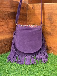 Nueva gran oferta Jacquard hecho a mano gamuza flecos cuero Sling Bag multiuso nuevo diseño Vintage bandolera precio barato producto a granel - Product Image 5