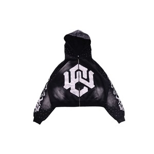 เสื้อฮู้ดดี้พรีเมียมสำหรับทุกเพศ ใส่ได้ในฤดูหนาว ผ้าฝ้ายแท้ 100% พิมพ์ลายดิจิทัล ประดับคริสตัลวิบวับ ทรงปกติ รับผลิตตามแบบ (OEM) ขายส่ง - Product Image 3