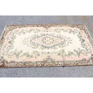 3.9x7 ft Rug, Vintage Turkish Area Rug, <b>Brown</b> <b>Wool</b> Rug - Product Image 2