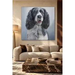 Impression sur toile de Fida, Springer Spaniel noir et blanc sur fond gris - Product Image 3