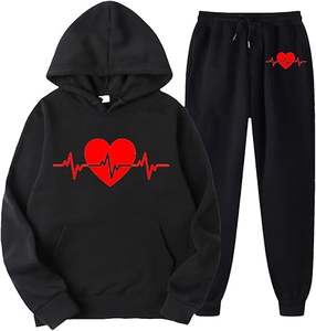Conjunto de 2 Piezas de Sudadera de Franela de 380g para Mujer, Estilo Jogger, Personalizado, para Fitness, Otoño 2024, Talla Grande, Transpirable, Estampado - Product Image 5