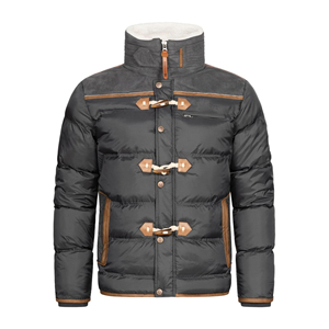 Vêtements d'hiver à la mode veste Parka à col montant en fourrure à fermeture éclair pour hommes veste à poignets élastiques de haute qualité avec patchs personnalisés - Product Image 4