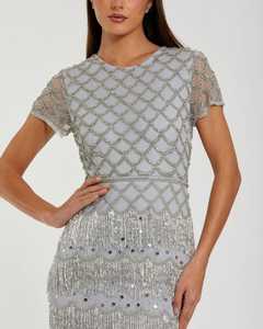 Vestido de fiesta de noche largo antiestático con patrón y decoración de flores de cristal para vestidos de cóctel de fiesta y Club - Product Image 6