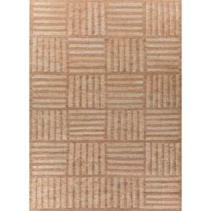 พรมทอแบนลายเรขาคณิตสีเบจและสีน้ำตาล Nomadic Threads รุ่น PDJT-617 ทำจากปอกระเจา สำหรับตกแต่งบ้าน ห้องนั่งเล่น ขนาด 9x12 นิ้ว - Product Image 1