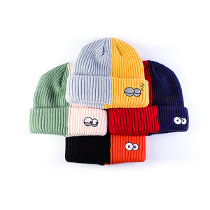 Bonnet tricoté en acrylique doublé de satin double couche 100% laine Bonnet de crâne d'hiver pour le cyclisme Alpinisme Bonnets d'hiver bicolores en tricot - Product Image 5