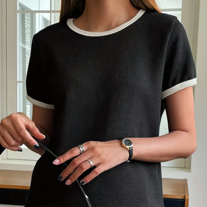 High Quality <b>Womens</b> Crop <b>Top</b> Sexy Sleeve T Shirt Plus Size Silk Screen Printed Breathable OEM Custom Logo Decoration Vietnam - Product Image 4