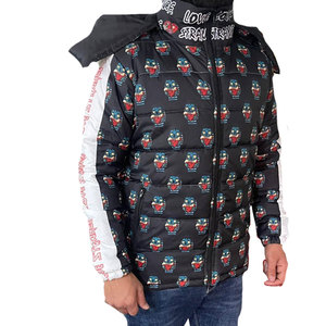 Chaqueta acolchada gruesa de invierno personalizada de alta calidad para hombre, cálida de peso pesado con cuello con capucha, diseño impreso - Product Image 2