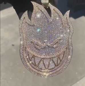 Pendentif unique SpitFire Logo Hip Hop Moissanite Diamant taille ronde Argent sterling 925 Bijoux fins Pendentifs et breloques - Product Image 3