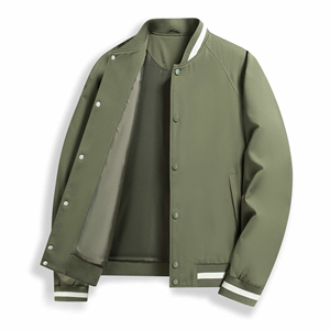 2026 Custom OEM <b>Men's</b> Canvas Stand Collar Breathable Waterproof Winter Varsity <b>Jacket</b> Custom <b>Baseball</b> Letterman Plus Sizes - Product Image 1