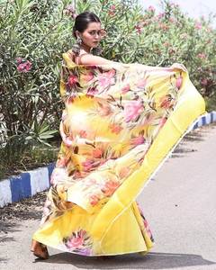 PURO BISHNUPURI TUSSAR CALIDAD ESPECIAL TRABAJO PINTADO A MANO SAREE CON BLUSA - Product Image 5