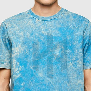 T-shirts délavés à l'acide pour hommes avec logo personnalisé en gros 100% coton solide écologique respirant à manches courtes tenue décontracté - Product Image 6