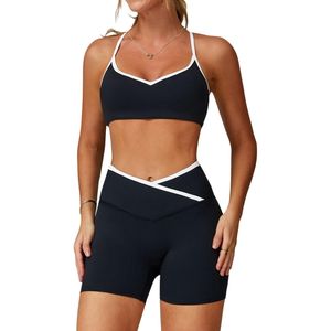 Bon marché, vêtements de sport respirants, soutien-gorge de sport sans couture, shorts pour femmes, deux pièces, ensembles de gymnastique à séchage rapide pour la course et le fitness - Product Image 6