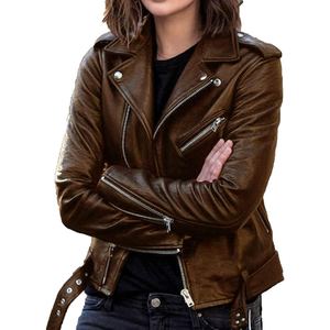 Women's Premium Motorcycle Sheep Leather Jacket With Genuine Warm Winter Shearling <b>Coat</b> Custom Fashion Wear - Product Image 4