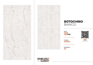 Carreaux en porcelaine émaillée aspect luxe 2x4 pieds Botochino Bianco Finition brillante sans fin Carreaux élégants de haute qualité 600x1200mm - Product Image 3