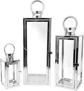Premium <b>Set</b> of 3 Fancy Modern Luxury <b>Lantern</b> Nickel Plated <b>Lantern</b> for Home Decoration and Living Room for Christmas Decoration - Product Image 1