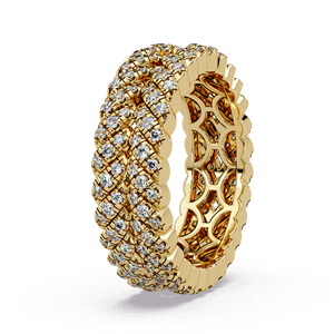 Anillo de eternidad de lujo en oro puro de 14 quilates con diamantes cultivados en laboratorio de corte redondo, joyería fina para novias, anillos de boda brillantes. - Product Image 2