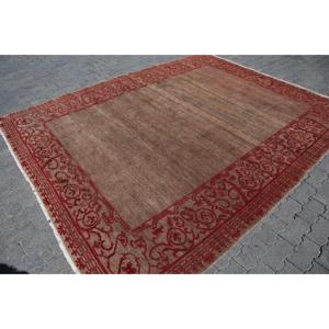 7.9x9.7 ft Vintage Turkish Rug, Oversize Rug, <b>Brown</b> <b>Wool</b> Rug - Product Image 3