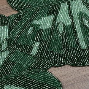 Christmas Decorative and Leaves Design Beaded <b>Runner</b> Placemat <b>Dining</b> <b>Table</b> Fancy Mat Handmade Decorative <b>Runners</b> for Wedding - Product Image 5