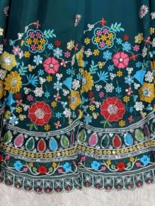 ผ้าเลเฮนกาโชลี ผ้าฟอกซ์จอร์เจตต์ ปักด้วยด้าย พร้อมเลื่อมขนาด 9 มม. ไซส์ 44 ซับในไมโคร กลับด้านได้ ใส่ได้ทุกโอกาส งานแต่งงาน ลำลอง ผู้หญิง - Product Image 5