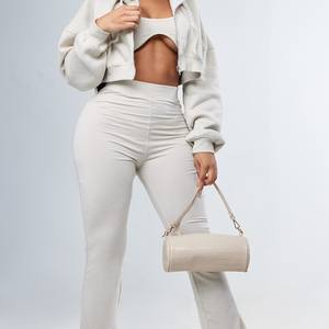 Sudadera con capucha y cremallera de felpa francesa 400 Gsm ecológica para mujer, conjunto de pantalones de chándal de gran tamaño, Jersey de punto transpirable, logotipo personalizado - Product Image 5