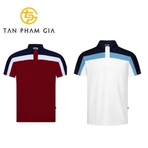 เสื้อโปโลสีแทน Pham Gia สีตัดกันสำหรับผู้ชายเสื้อผ้าธุรกิจผ้าโพลีเอสเตอร์/ ผ้าฝ้ายแบบออกแบบได้ตามต้องการ - Product Image 1