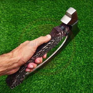 HACHA DE ACERO AL CARBONO HECHO A MANO PERSONALIZADO HACHA CORTADORA DE PIZAS VIKINAS CON FUNDA DE CUERO - Product Image 2