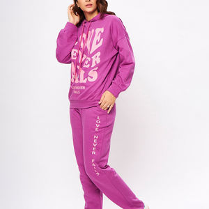 Survêtement d'hiver pour femmes à capuche uni, décontracté, deux pièces, pour l'entraînement et le jogging, respirant, 100% coton - Product Image 6