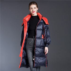 Vestes d'hiver matelassées en toile tricotée respirante pour femmes, parka épaisse et chaude, manteau long, taille plus, rembourrage en polyester, vêtements d'extérieur à bulles - Product Image 2