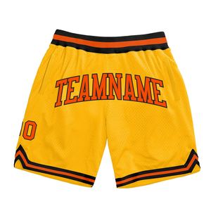 Industrie Direct Engro Sportswear Pantalones cortos de baloncesto Custom Gold Orange-Black Authentic Throwback Basketball Shorts - Product Image 1