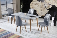 Ensemble de salle à manger moderne de luxe Alessa table et 6 chaises extensibles en bois meilleure vente produit durable et élégant fabriqué en Turquie