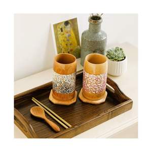 Gobelet réutilisable en bambou recouvert de nacre pour tasses 6oz 9oz 12oz stérile gravé au laser - Product Image 4