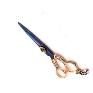 กรรไกรช่างตัดผมพลาสม่าสีน้ำเงินพร้อมด้ามจับดีไซน์แฟนซีสีทองกรรไกรตัดผมสแตนเลสมืออาชีพ - Product Image 5