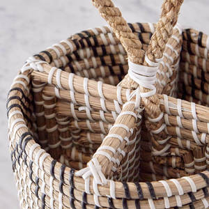 Top Selling Seagrass Cutlery Caddy Holders for Restaurant <b>Table</b> Natural Raffia Straw Utensil Divided Holder <b>Baskets</b> - Product Image 2