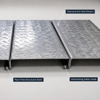 Plancher en acier |   Système de mezzanine en béton zéro 250*40 |   Construction sèche pour l'extension de loft dans les bâtiments de Dubaï