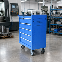 Chariot à outils mobile industriel à 5 tiroirs avec verrouillage, chariot de rangement robuste en acier pour garage, couleur personnalisée OEM ODM