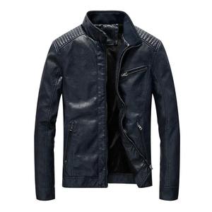 Nueva Chaqueta de Invierno para Hombre, de Cuero Genuino y Lona, con Cuello Alto, Estilo Motociclista, Logotipo Frontal, Corte Ajustado Informal, Envío Directo - Product Image 6