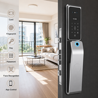 Serrure de porte intelligente 3D pour portes en aluminium/verre, interphone vidéo WiFi, télécommande, application Tuya, système d'alarme de sécurité domestique Cloud