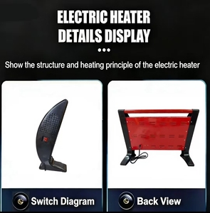 Aquecedor Elétrico de Quartzo Infravermelho para Piso 2400W de Alta Potência para Sala de Estar, Atacado, 3 Lâmpadas Infravermelhas com Interruptor de Segurança Certificado - Product Image 3